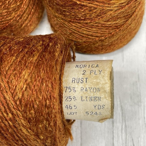 Lot Of 4 Norica 2 Ply Rust Yarn 75% Rayon 25% Linen For Weaving Knitting Vintage - Picture 3 of 4